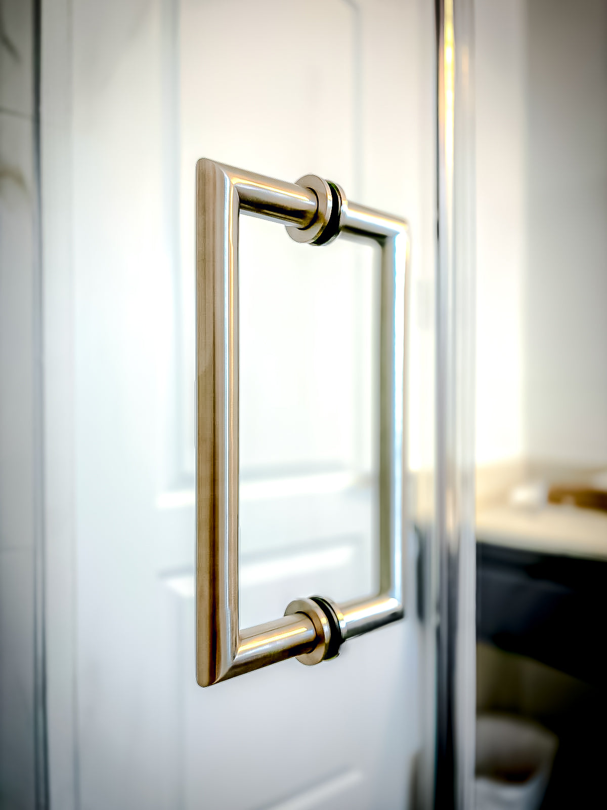 8" Mitered Style Back to Back Handles with Washers - For Glass Shower Doors