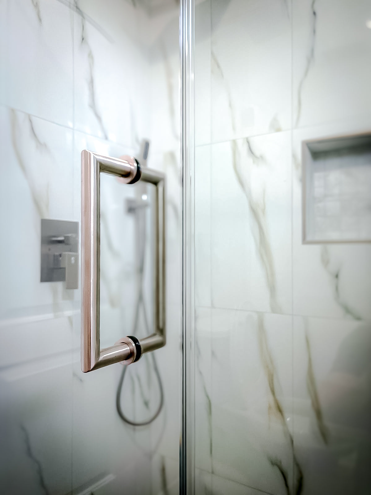 8" Mitered Style Back to Back Handles with Washers - For Glass Shower Doors