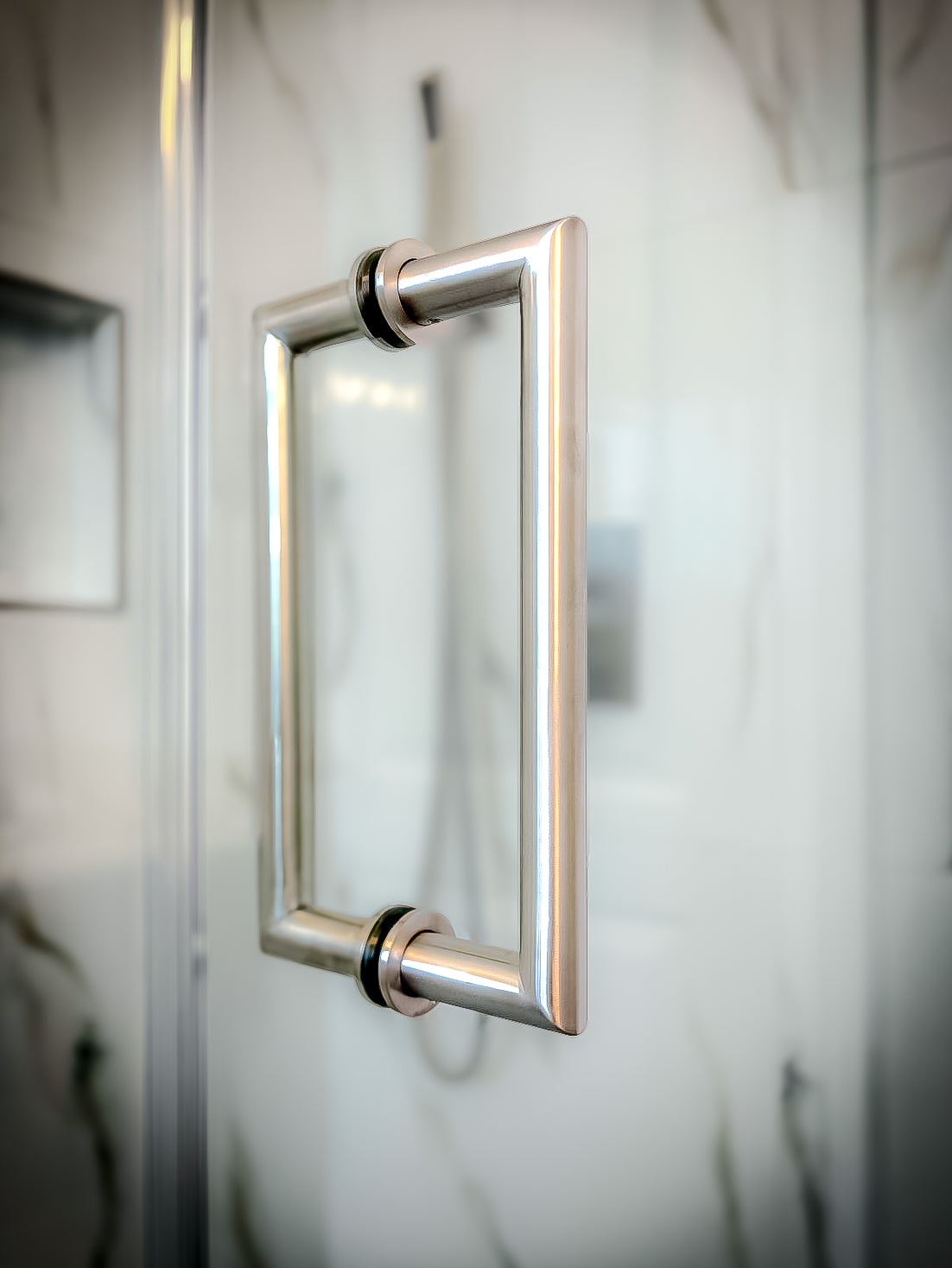 8" Mitered Style Back to Back Handles with Washers - For Glass Shower Doors