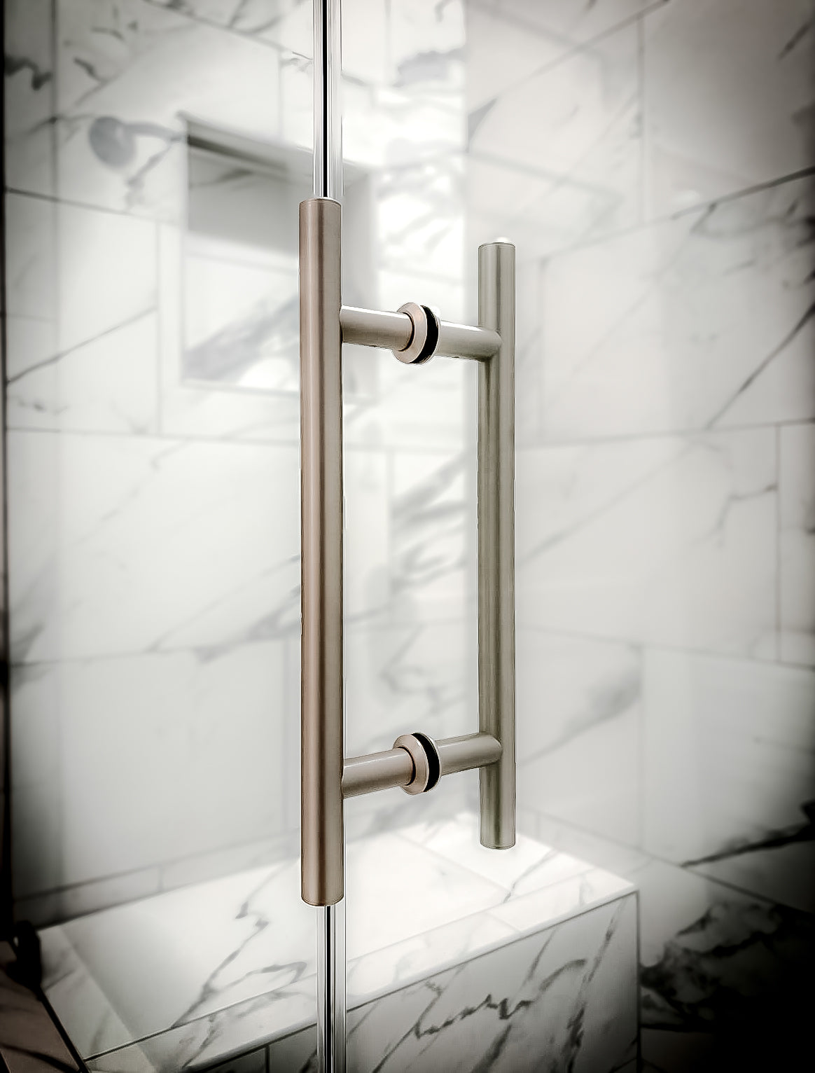 8" Ladder Pull Solid Brass Back to Back Handles - For Glass Shower Doors