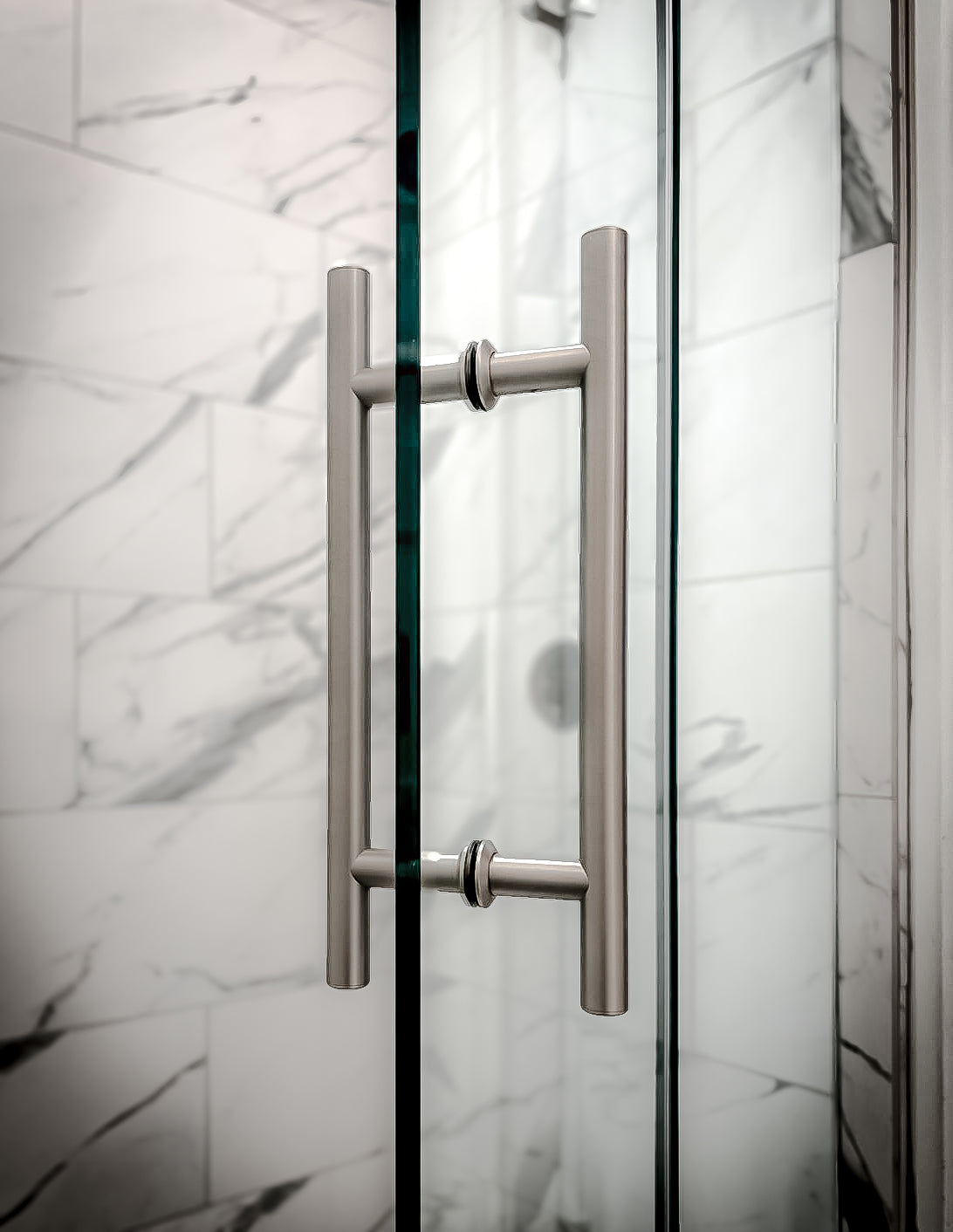 8" Ladder Pull Solid Brass Back to Back Handles - For Glass Shower Doors