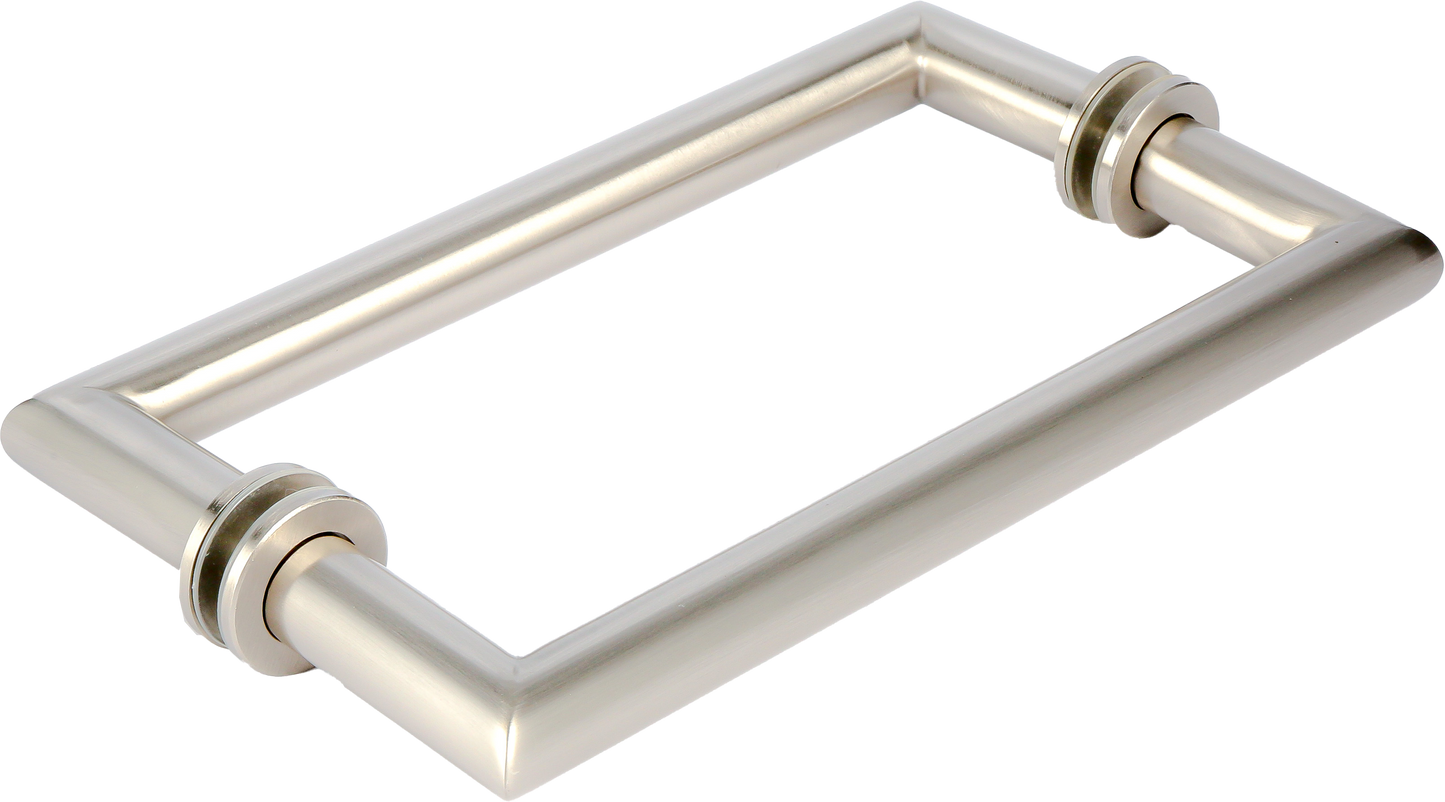 8" Mitered Style Back to Back Handles with Washers - For Glass Shower Doors