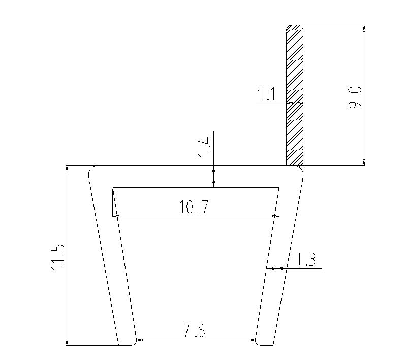 180 Polycarbonate "H" Strike Jamb for 3/8" (10 mm) Glass Wipe